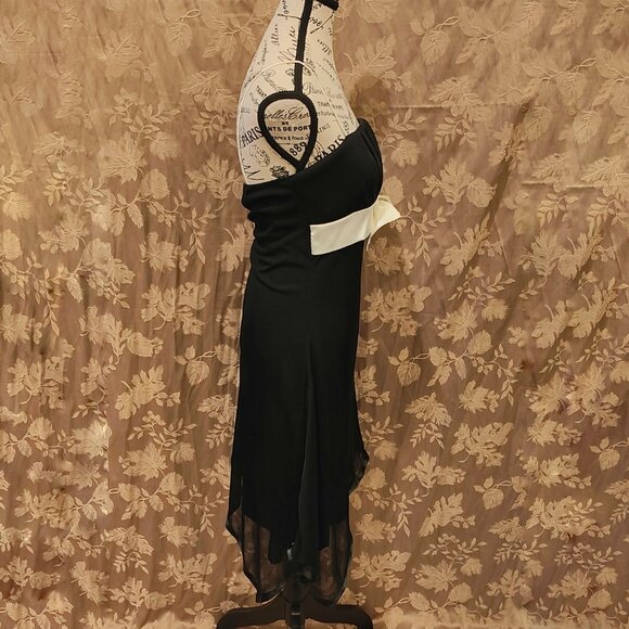 Star Vixen Formal Sheer Black Lined Dress, Size L, Used - Picture 3 of 8